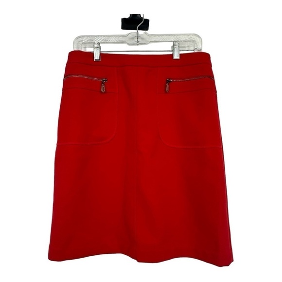 J.McLaughlin Red Boxy Short Skirt Career Business Wear Holiday Size 6 Zippers - Picture 1 of 6